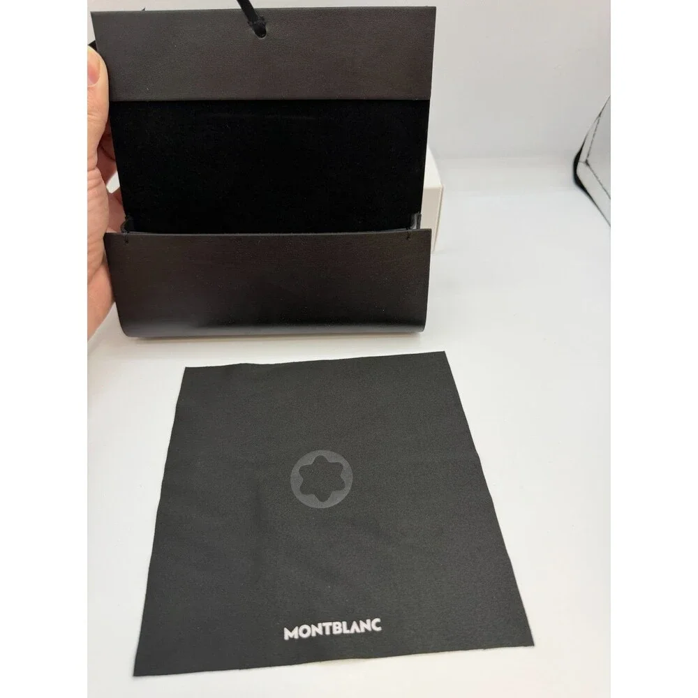 Montblanc Eyeglasses Sunglasses Roll Case Box Cloth Authentic Black Leather